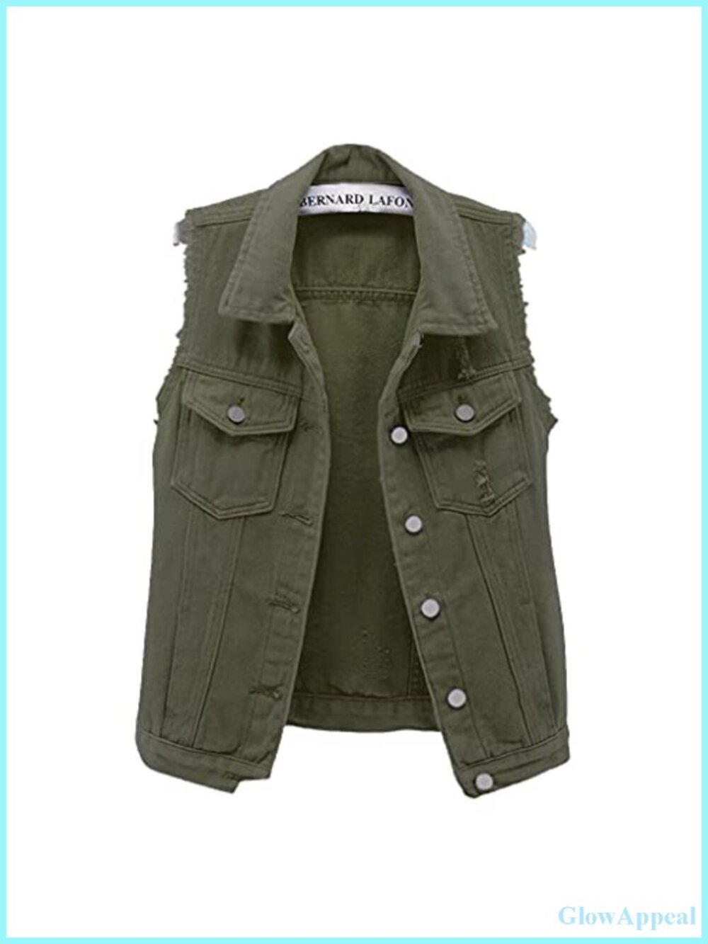 Sleeveless Denim Vest Button Up Frayed Slim Jean Waistcoat